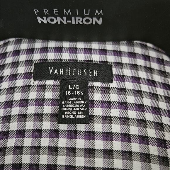 Van Heusen Non-Iron Long Sleeve Button Front Shirt Plaid sz L NIP - Picture 4 of 8